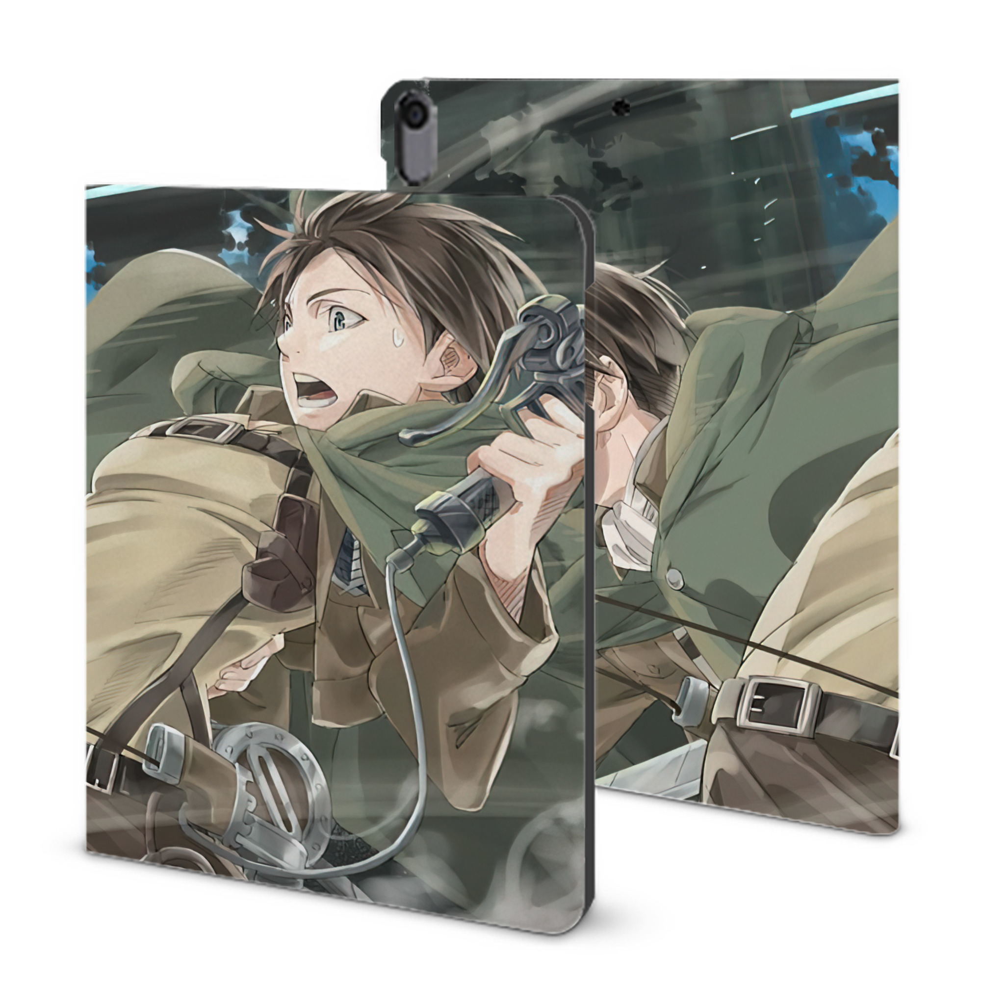 （画像用） 進撃の巨人 Attack on Titan IPad ケース ブック型 PUレザー TPU 耐衝撃 軽量 薄型 ペン収納なし 全面保護 IPad 各モデル対応